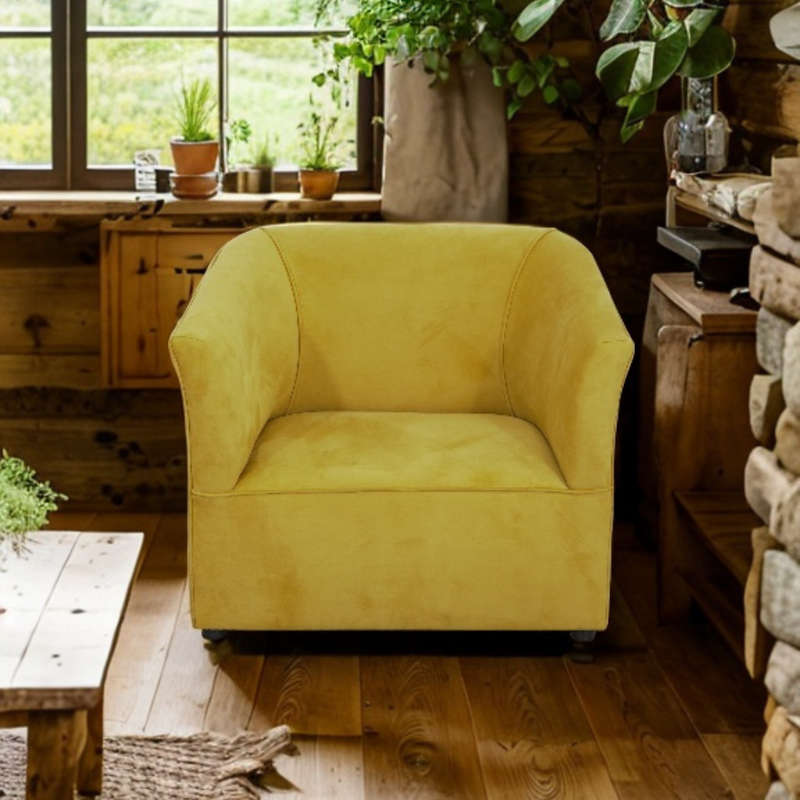 Prince Tub Chair - Yellow Velvet