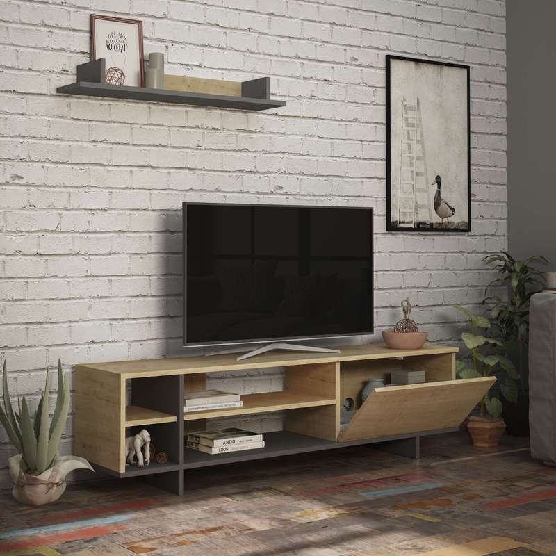 Stockton Tv Unit Oak - Anthracite