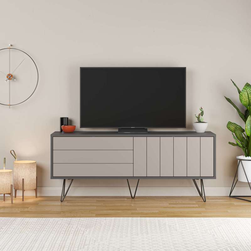 Picadilly Tv Stand Anthracite - Light Mocha