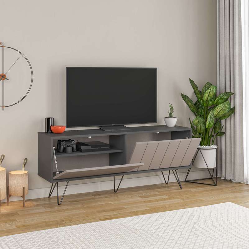 Picadilly Tv Stand Anthracite - Light Mocha
