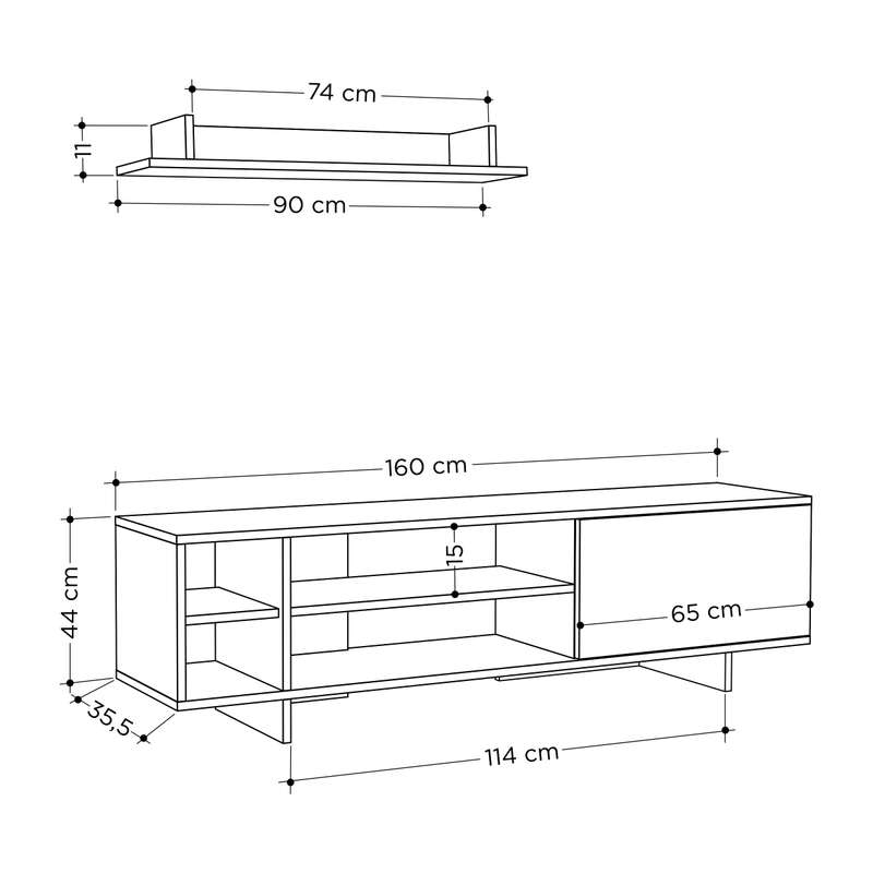 Stockton Tv Unit Retro Grey - Light Mocha