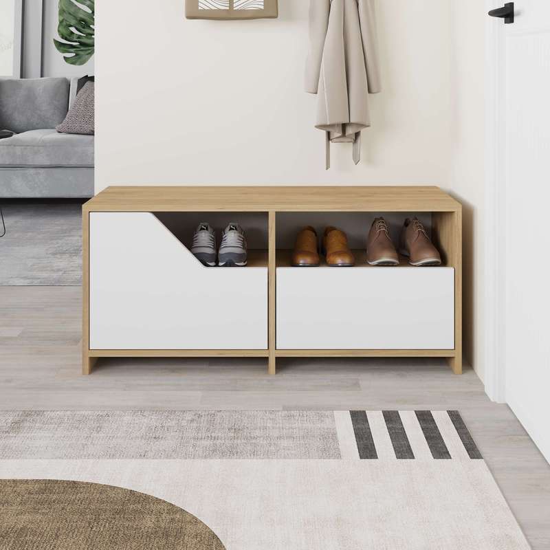 Nexus Shoe Cabinet Sapphire Oak - White