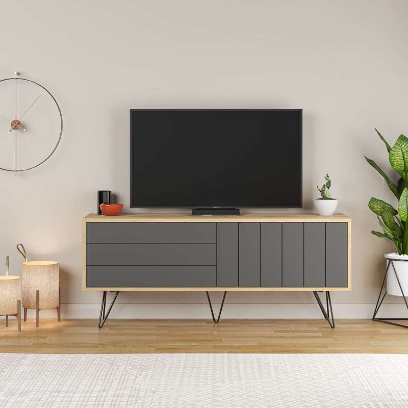 Picadilly Tv Stand Oak - Anthracite