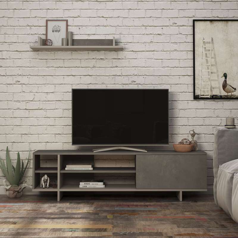 Stockton Tv Unit Retro Grey - Light Mocha