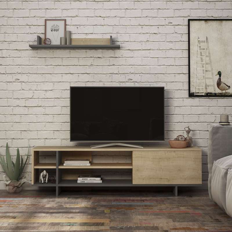 Stockton Tv Unit Oak - Anthracite