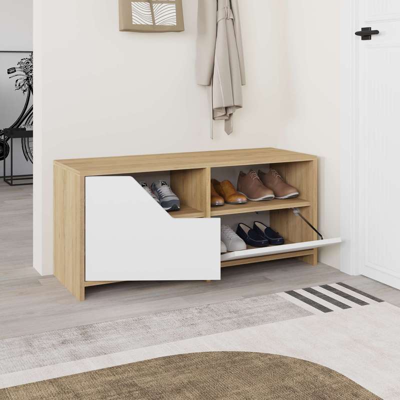 Nexus Shoe Cabinet Sapphire Oak - White