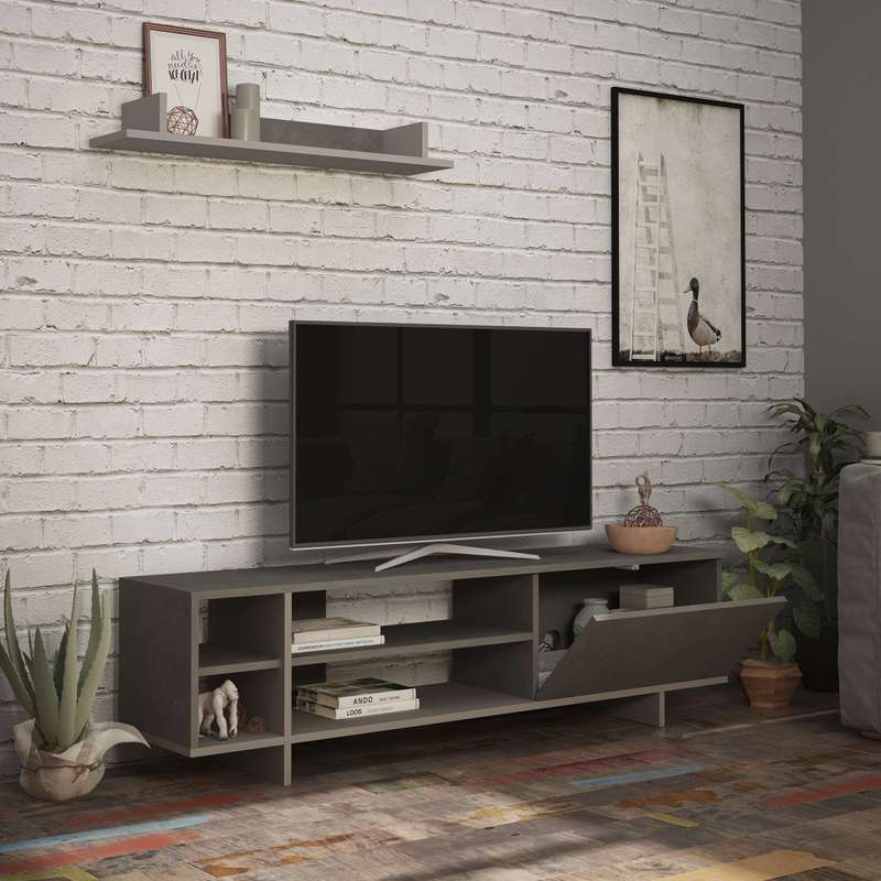 Stockton Tv Unit Retro Grey - Light Mocha