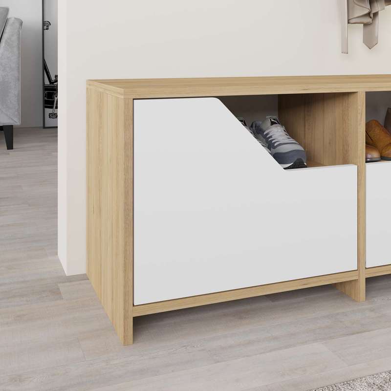 Nexus Shoe Cabinet Sapphire Oak - White