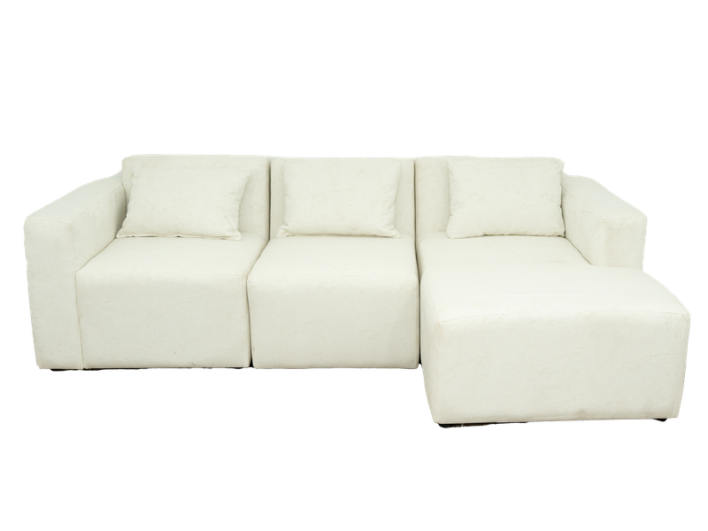 Modular 3 Seater Couch - White - Right Hand