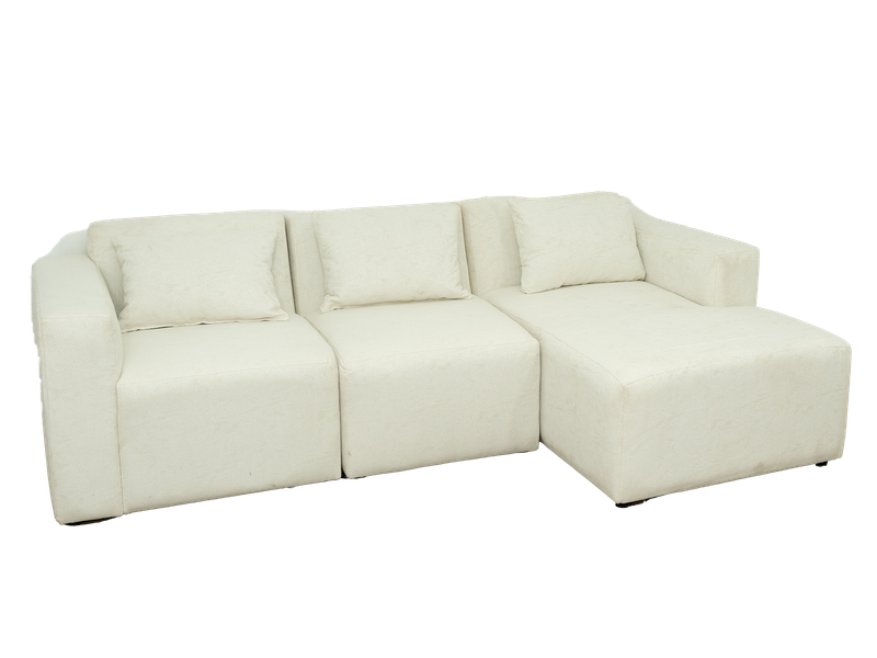 Modular 3 Seater Couch - White - Right Hand