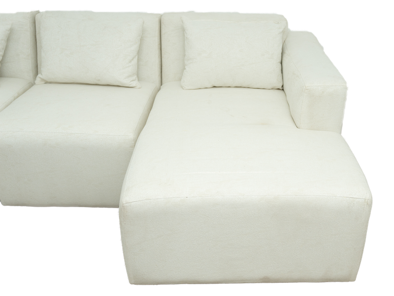 Modular 3 Seater Couch - White - Right Hand