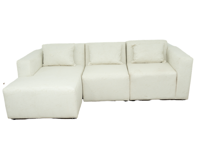Modular 3 Seater Couch - White - Left Hand