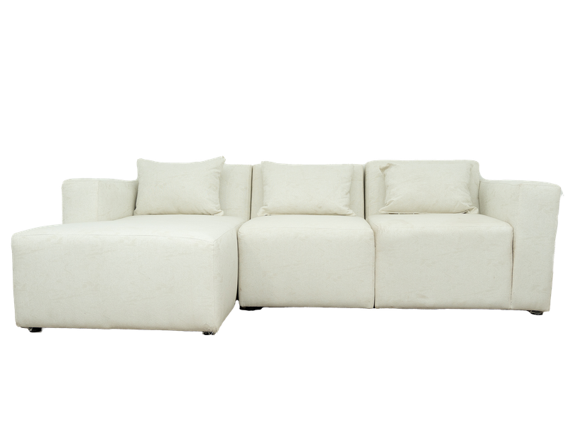Modular 3 Seater Couch - White - Left Hand