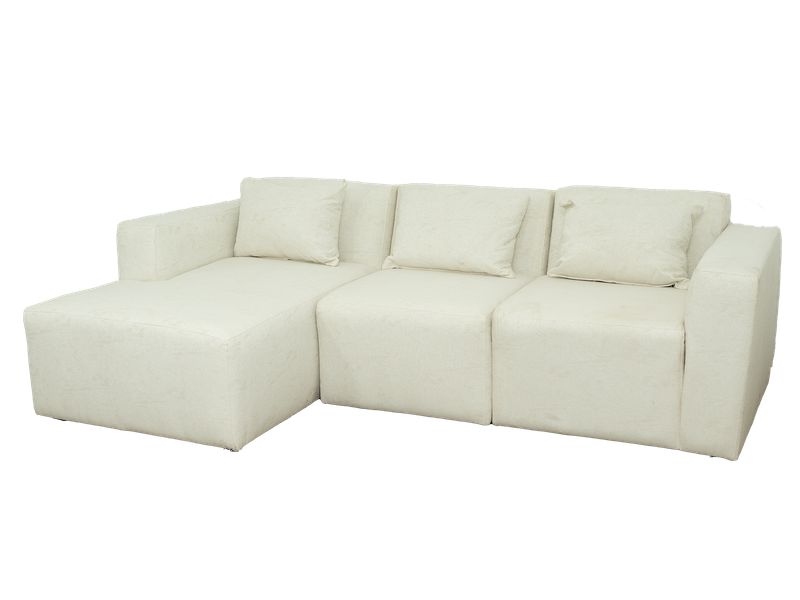 Modular 3 Seater Couch - White - Left Hand