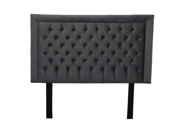 Nadine Headboard - Queen/Double - Grey Velvet Covered Button