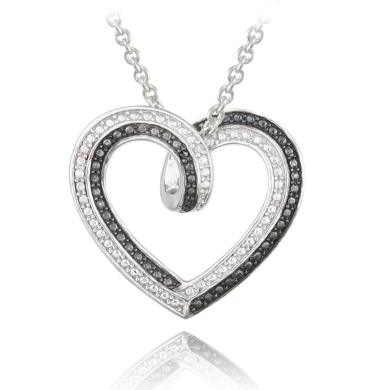 **IN STOCK READY TO SHIP **Black & White Diamond Accent Reversible Necklace