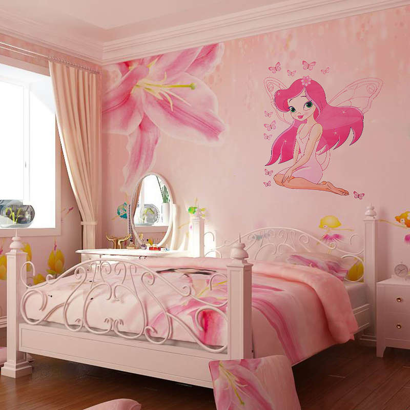 (70 CM X 80CM)  PRETTY PINK FAIRY NURSERY/KIDS ROOM  WALL DECAL - TINKERBELL FAIRY DECAL