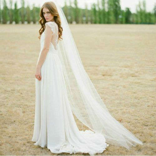 New-1T-2M-White-Ivory-Wedding-Bridal-Long-Veil-Cathedral-With-Comb