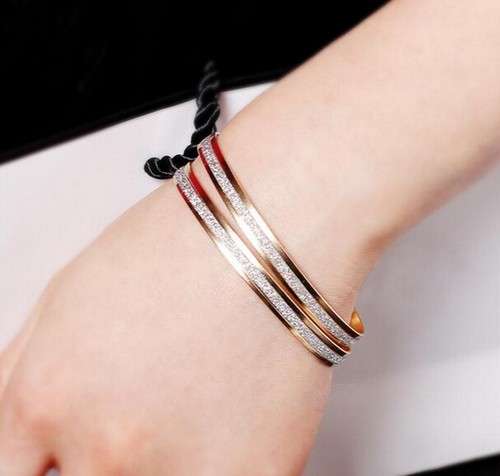 Fashion-Womens-2PCS-Double-Hoop-Style-Gold-Plated-Bangle-Bracelet-Jewelry-Gift