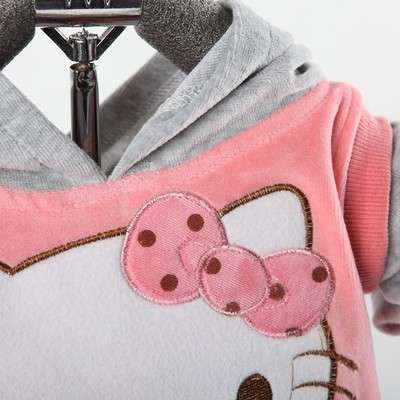 baby-suit-set-Girls-Hello-Kitty-clothing-velvet-Sport-suits-hoody-jackets-pants