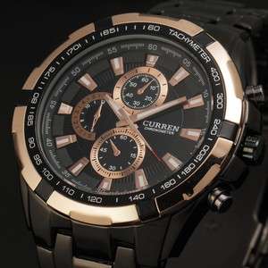 Curren-Black-Stainless-Steel-Luxury-Sport-Analog-Quartz-Clock-Mens-Watch