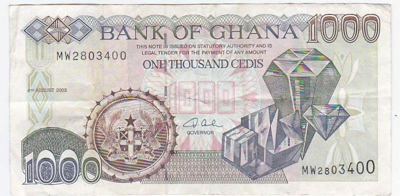 GHANA 1000 CEDIS 4TH AUGUST 2003 MW2803400