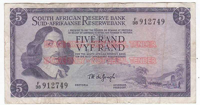 SOUTH AFRICA FIVE RAND T.W. DE JONGH F38 912749