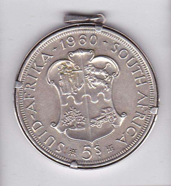 SOUTH AFRICA 5 SHILLING 1960 PENDANT HIGH GRADE