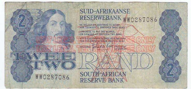 REPLACEMENT 2 RAND G DE KOCK 1983  WW0287086 DIFFICULT NOTE TO FIND- SECOND ISSUE