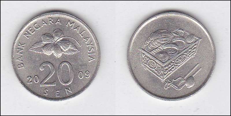 MALAYSIA 20 CENTS 2009 EF