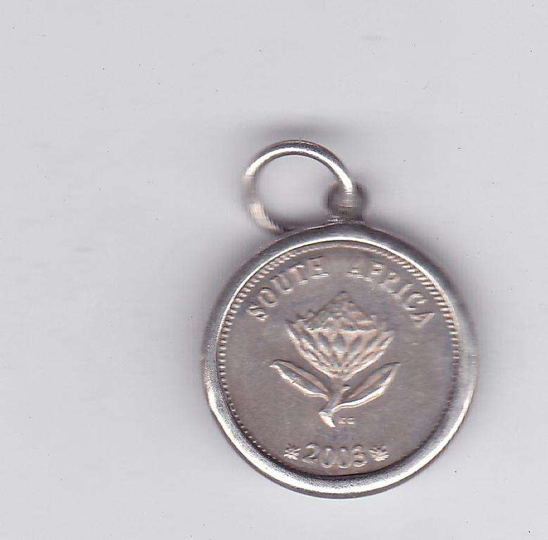 SOUTH AFRICA 2 AND A HALF CENTS 2003 EAGLES SILVER PENDANT HIGH GRADE