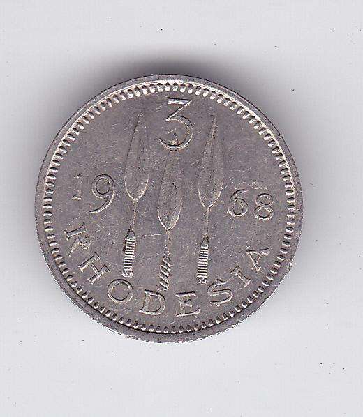 RHODESIA 3 PENCE 1968 - HIGH GRADE