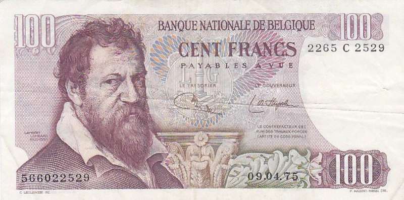 BELGIUM 100 FRANCS 1975