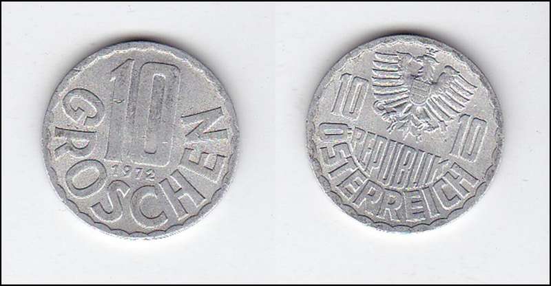 AUSTRIA 10 GROSCHEN 1972