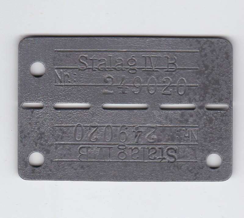 STALAG CONCENTRATION CAMP DOG TAG STALAG IV NR. 249020 HIGH GRADE