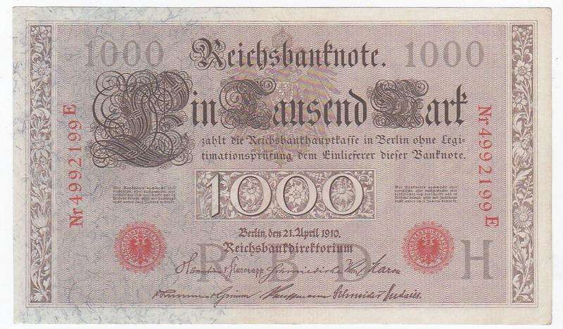 GERMANY 1000 MARK 21ST APRIL 1910 # 4992199 E - HIGH GRADE