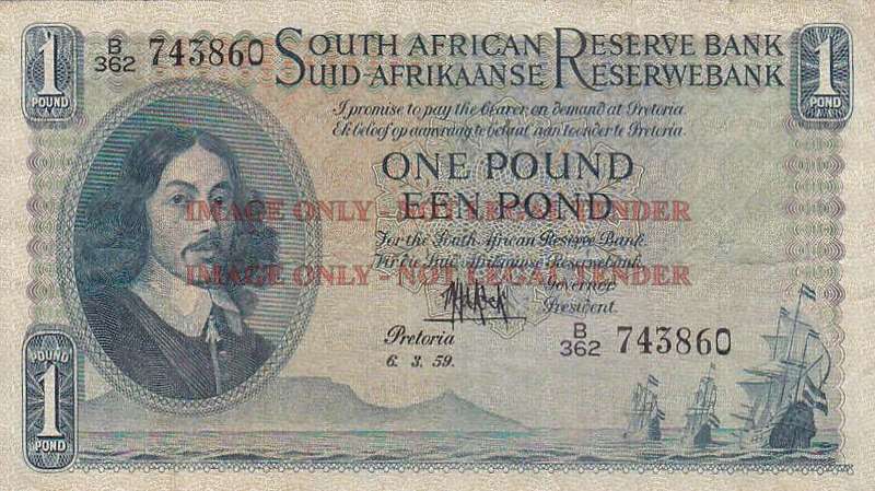 SOUTH AFRICA 1 POUND M.H. DE KOCK 6.3.59 B362 743860