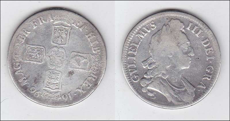 GREAT BRITAIN CROWN 1696 SILVER