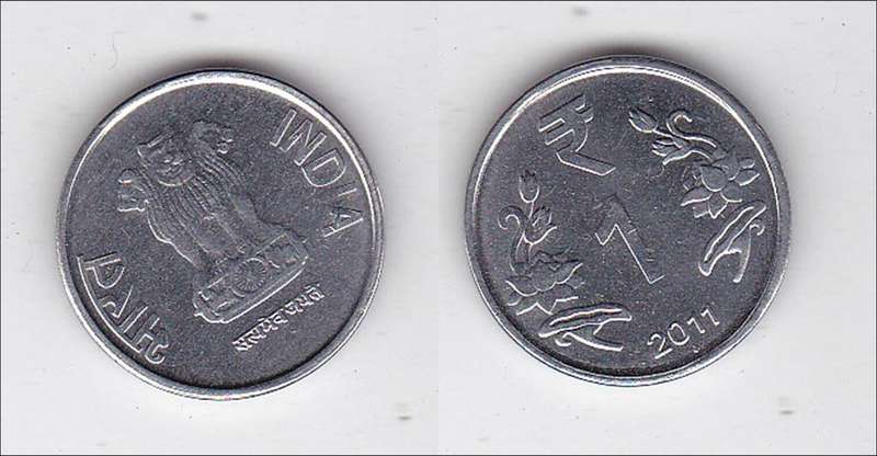 INDIA 1 RUPEE 2011 HIGH GRADE