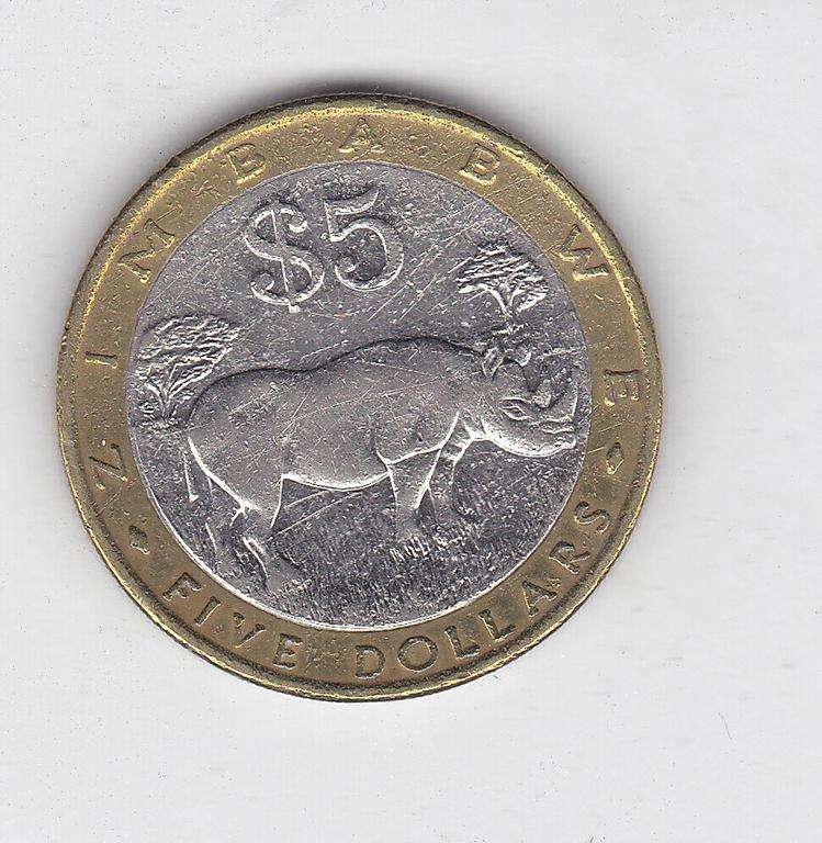 ZIMBABWE 5 DOLLARS 2001 BI-METAL