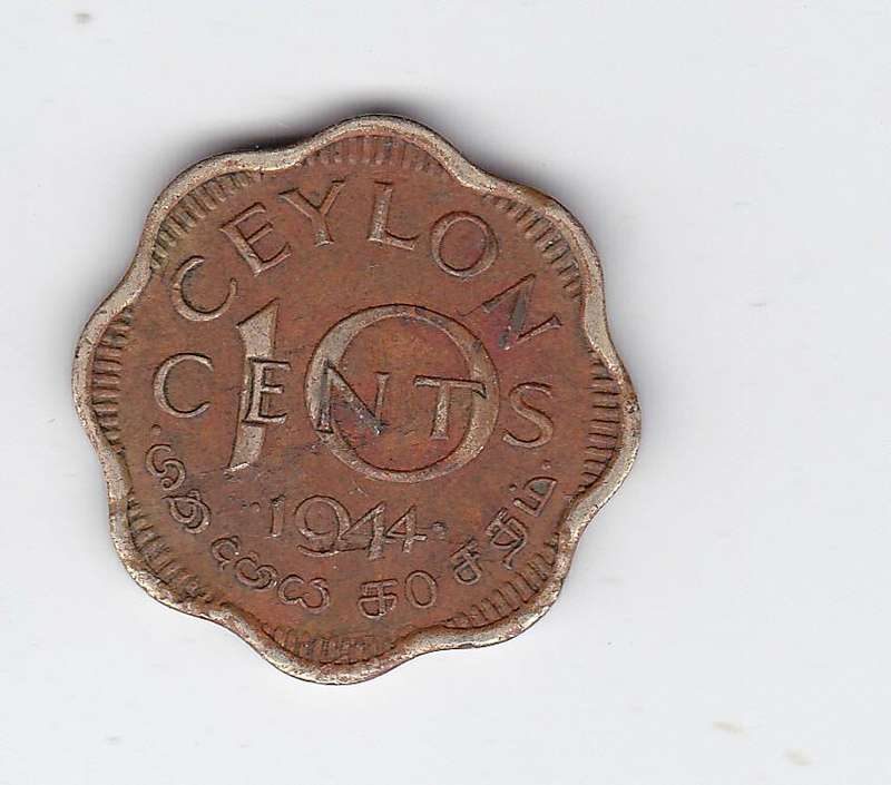 CEYLON 10 CENTS 1944