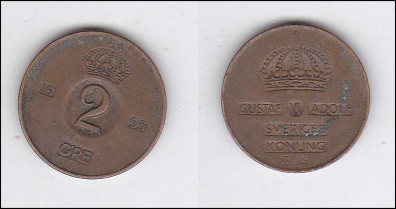 SWEDEN 2 ORE 1953