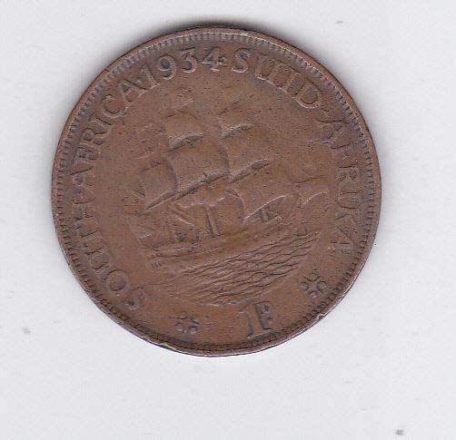 SOUTH AFRICA 1 PENNY 1934