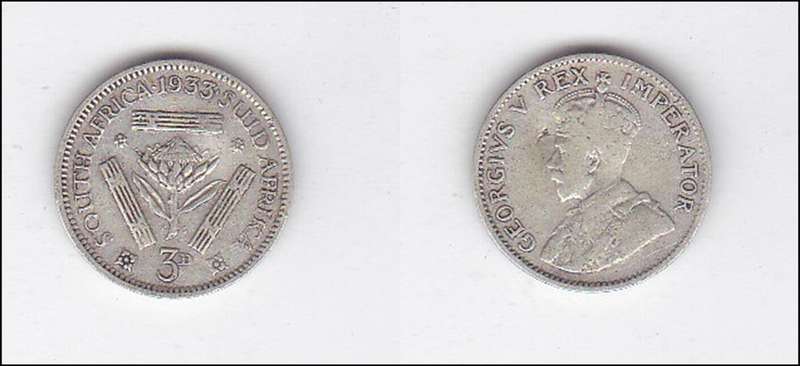 SOUTH AFRICA 3D 1933 SILVER