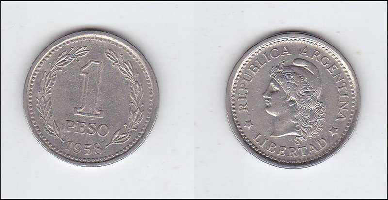 ARGENTINA 1 PESO 1958 HIGH GRADE