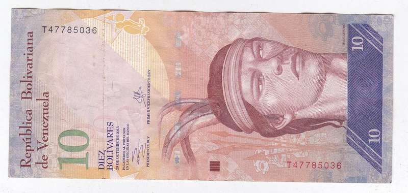 VENEZUELA 10 BOLIVARES FACE VALUE R14.3