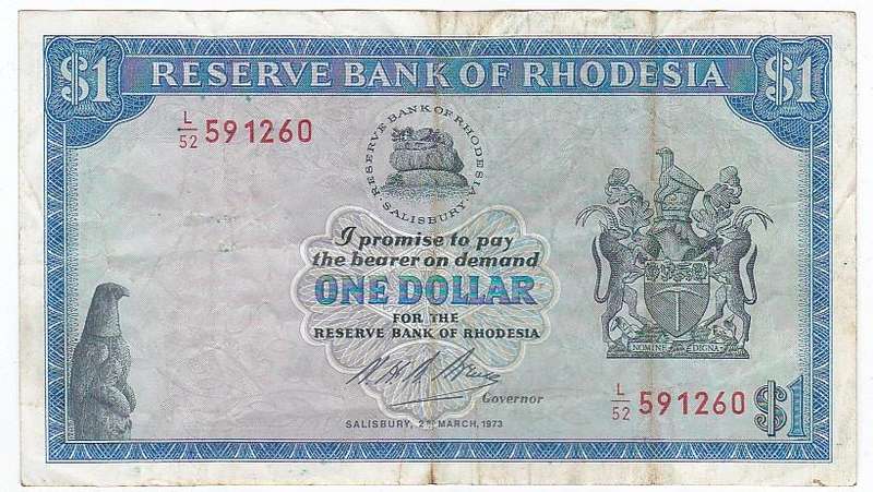 RHODESIA 1 DOLLAR 2ND MARCH 1973