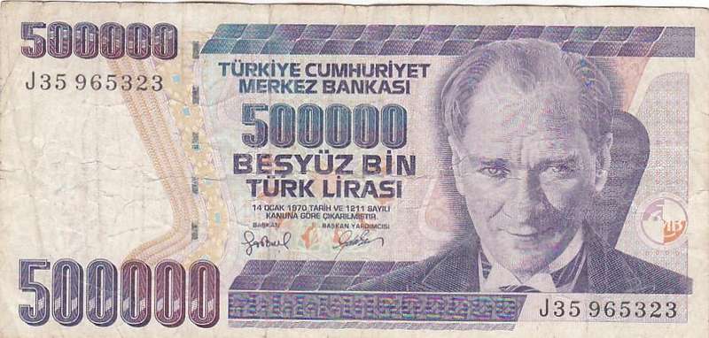 TURKEY 500 000 LIRA 1970