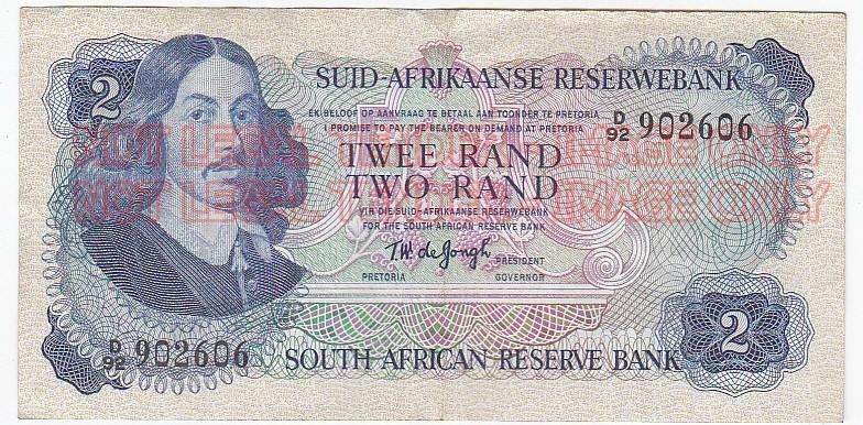 TWO RAND T.W. DE JONGH D92 902606 SECOND ISSUE 1974