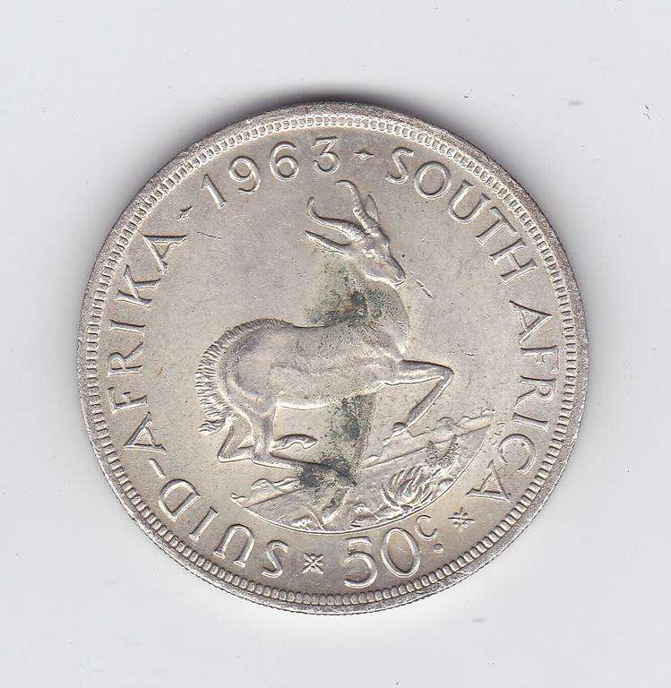 SOUTH AFRICA 50 CENTS 1963 MINTAGE 0NLY 157 717 HIGH GRADE